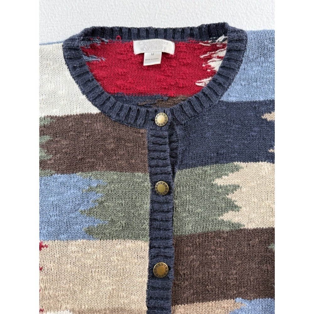 Vintage Christopher Banks Cardigan Sweater Colorful Patchwork Design Size M - Picture 4 of 10